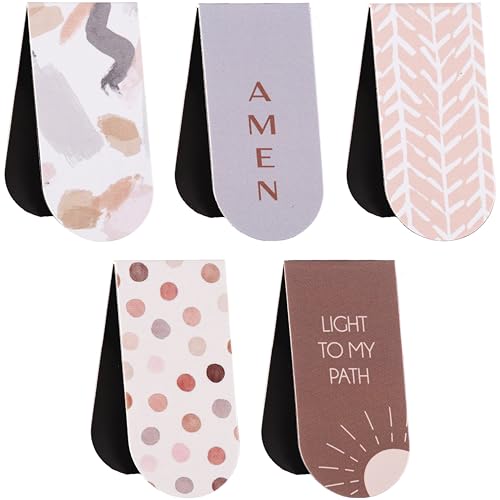DiverseBee Magnetic Bible Bookmarks - 5 Pack Magnetic Book Marks for Reading Women and Men Page Markers Bible Study Supplies and Christian Gifts Bible Accessories (Light)