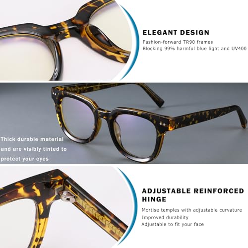 Image of Blue Light Glasses for Woman /Men TR90 Computer Eyeglasses with Anti Eyestrain & UV Glare (Tortoise)