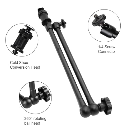 Image of PHOTOMAX 20 inch Magic Articulating Adjustable Arm with 1 /4 inch Tripod Screw Super Clamp for DSLR Camera, LCD Monitor, LED Lights, Flash Light, Microphone (20-Inch Magic arm)