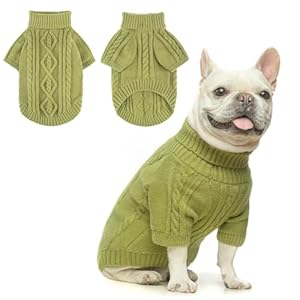 BEAUTYZOO Small Dog Sweater, Dog Sweatshirt Pullover Cable Knitwear, Classic Turtleneck Thick Cold Weather Dog Clothes for Small Medium Dogs Puppy Girl Boys Chihuahua, Bulldog, Dachshund, Pug, Yorkie