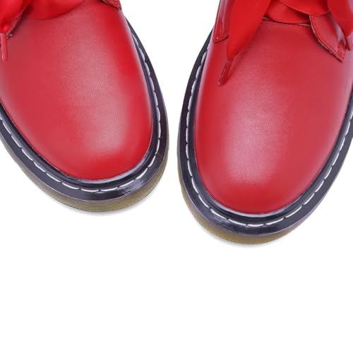 Image of IMPREMEY Mary Janes Oxford Bow Flats Loafers Shoes for Women Round Toe Platform Non-Slip Comfortable Casual Cute Shoes
