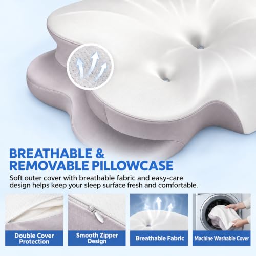 ThamesDream Neck Pillow for Sleeping, 3-Hole Cervical Memory Foam Pillow - image 4