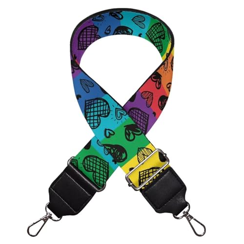 Image of TODIYADDU Colorful Heart Bag Straps Shoulder Strap Replacement Adjustable Straps Purse Extender Shoulder Strap Bag Strap Crossbody for Women Students Suitable for Handbag Computer Bag