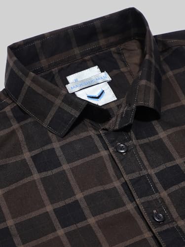 Image of Majestic Man Comfort Cotton Slim Fit Checked Casual Shirt for Men