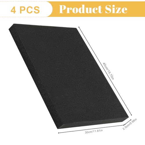 4 Stück Schaumstoff Zuschnitt,40 x 30 x 2.5cm Schaumstoffplatte Schwarz,Würfelschaumstoff,Schaumstoffinlay Werkzeugkoffer Kamerakoffer Schaumstoff,Koffereinlage,Tabletop Miniaturen,Werkzeug