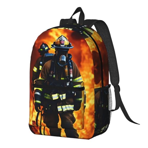Mochila universitaria EdWal negra con estampado de bombero 2