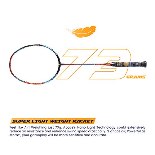 Apacs Asgardia Control (73 grams Ultra Lightweight) Made in Vietnam | Japanese Graphite Unstrung Badminton Racket with Full Cover | G2-4 1/8 inches (Orange) 8 418Z595BKLL