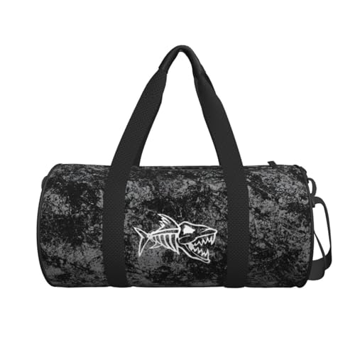 Anger Fish Skeletons Convertible Garment Bag with Shoulder Strap, Carry on Garment Duffel Bag for Men Women - Rolling Foldable for Travel Luggage Bags (Black)2