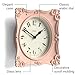 JONES CLOCKS® Rialto Wall Clock | Ornate Vintage Style Square Clock | 10 inch | Pink | Ideal for The Living Room or Bedroom