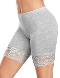DERCA Womens Lace Slip Shorts for Under Dresses Anti Chafing Underwear Mid Thigh Boyshorts Panties Under Skirts (#1 Lace-grey,3X-Large)