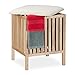 Relaxdays Wäschekorb mit Sitz, Badhocker mit Stauraum, 40 l Wäschesammler, Holz/Stoff, HBT: 51 x 41 x 41 cm, natur/weiß