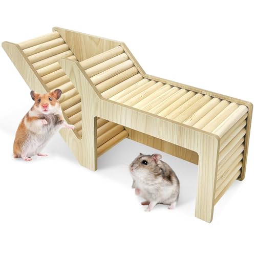 PINVNBY Hamster Burrow Tunnel Hideout Wooden Hamster Climbing Ladder Toy Cage Decor Accessories for Gerbil Mice or Other Small Animals (Simple Tunnel)