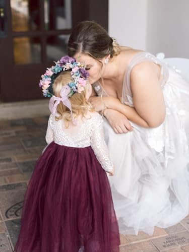 Image of 2Bunnies Girl Peony Lace Back A-Line Straight Tutu Tulle Party Flower Girl Dress