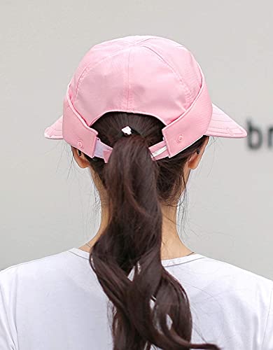 Image of Women Wide Brim Face Mask Sun Hat Detachable Neck Face Flap Ponytail UV Protection Visor Hat Garden Fishing Hiking