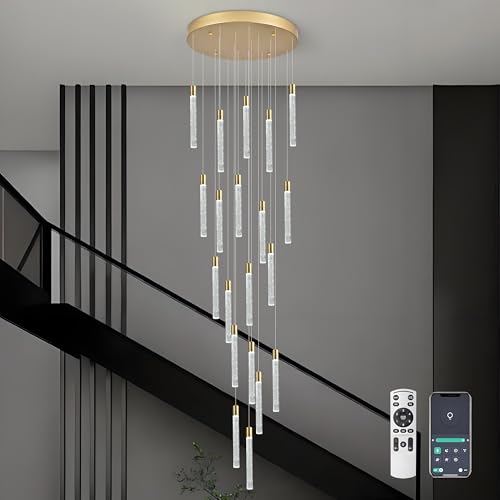 Image of 20-Lights Bubble Crystal Chandelier for Entryway High Ceiling,Gold