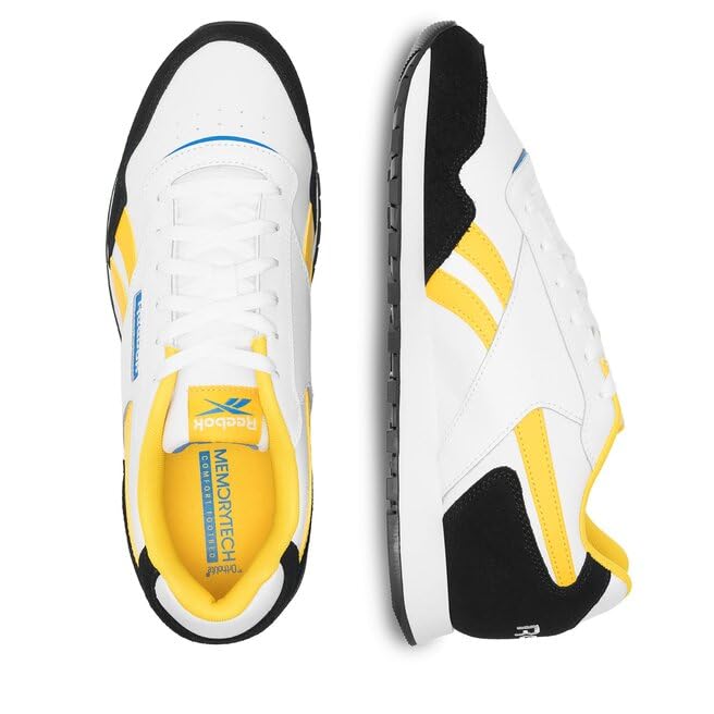 Reebok Unisex Adult Glide Sneaker, White/Classic Yellow/Vector Red, 12 Women/10.5 Men US2