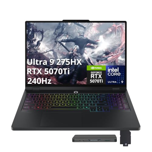 Image of Lenovo Legion Pro 5 16 inch WQXGA 240Hz Gaming Laptop, Intel Ultra 9 275HX, GeForce RTX 5070 Ti, 32GB DDR5, 3TB Storage (2TB SSD+1TB Docking Station), 24-Zone RGB Backlit Keyboard, Win 11, Eclipse Black