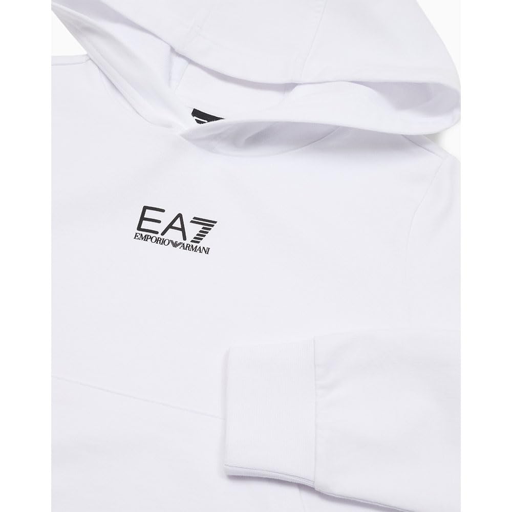 EA7 Emporio Armani Felpa con Cappuccio Core Identity Boy in Cotone garzato, per Bambini e Ragazzi 7B000024