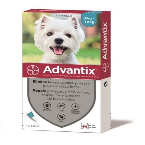 Bayer 4488397 Advantix, 4 pipettes 1 ML, Chiens 4-10 kg