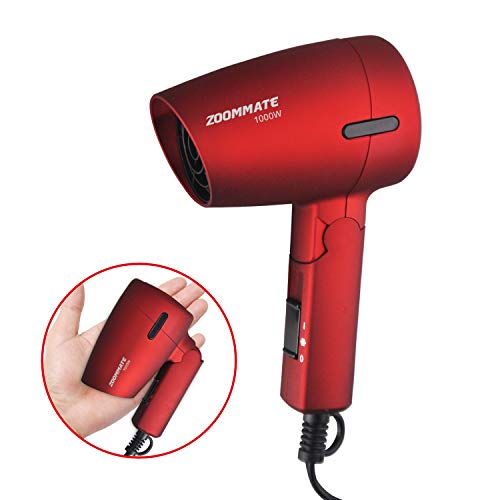 ZOOMMATE Mini Travel Hair Dryer 1000W Compact Folding Handle Blow Dryer with Bag