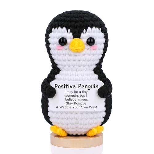JoycuFF Graduation Gifts, 2026 Mini Positive Crochet Penguin Graduation Gifts, Funny Birthday Gifts for Women Men Friend Daughter Coworker, Emotional Cute Penguin Present