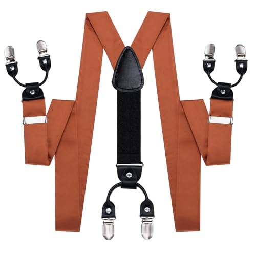 Image of Hi-Tie Men Suspender Bowtie Set Suspenders Pre-tied Bow Tie Pocket Square Cufflinks Adjustable Y Shape 6 Clips Braces Tuxedo
