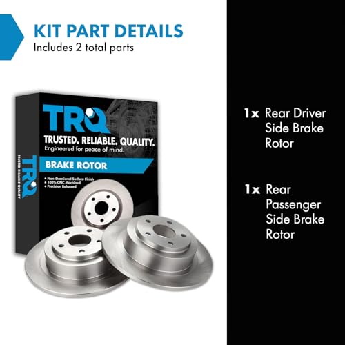 TRQ Rear Brake Rotors Set Solid Compatible with 2003-2006 Subaru Baja 2000-2004 Legacy Outback by TRQ - Image 2