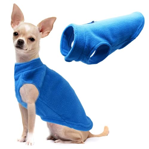 Ropa para Cachorros, Chaleco de Forro Polar cálido para Mascotas, Chaqueta para Perros, Chaleco De Perrito, con Anillo en D, Ropa para Perros pequeños, medianos y Grandes (M, Azul) Cover