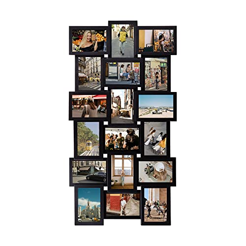 Jerry & Maggie - Photo Frame 17X33 Long Rectangle Picture Frame Selfie Gallery Collage Wall Hanging For 6X4 Photo - 18 Photo Sockets - Wall Mounting Design (Black | 18 Pieces Gallery) #TOP14