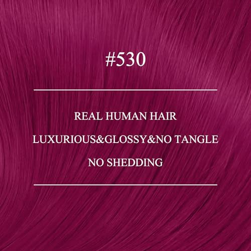 Image of YoungSee Nano Ring Hair Extensions Magenta 22 inch Nano Bead Hair Extensions Human Hair Burgundy Nanobead Human Hair Extension Colored Nano-Ring Hair Extension Remy Hair 1g /strands 25g 25 Strands