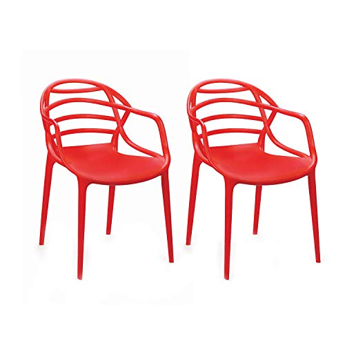 Image of Cello Atria Chair Set Pack of 2 - Red | Strong and Durable | Easy to Clean | Chair for Living Room, Bed Room, Kitchen, Office Room, Outdoor | 3 Years Warranty