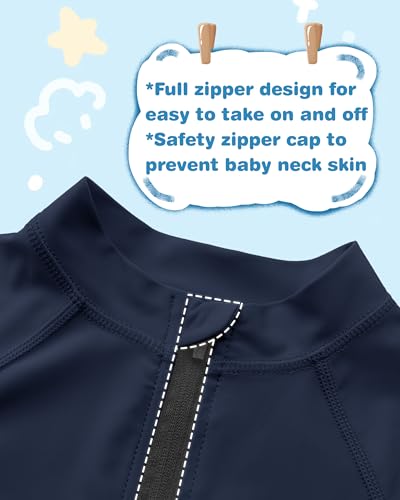 Image of MIVEI Toddlers Full Zip Up UV Rash Guard SPF Swim Shirts - Baby Boys Girls Long Sleeve Sun Protection Shirts Quick Dry UPF50+