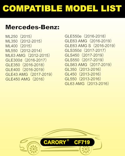 Image of CARORY Activated Carbon Cabin Air Filter for Mercedes Benz 2016-2018 GLE350, 2016-2019 GLE400, 2012-2015 ML350, 2017-2019 GLS450, OE# 1668300318, CF11719, CF719