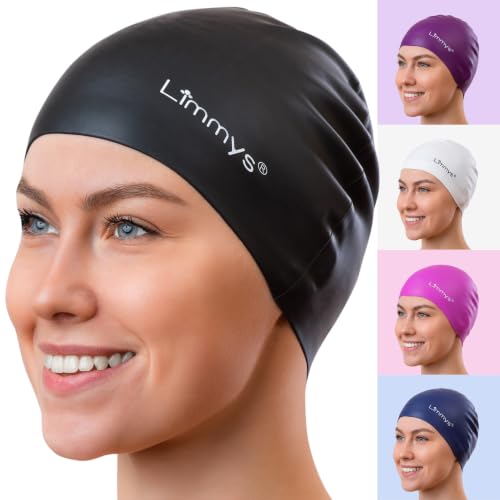 Limmys Silikon Badekappe für Erwachsene Weiche Stretch Schwimmkappe für Damen & Herren rutschfeste Passform ohne Druck chlorbeständig sicherer Ohrabschluss langlebiges latexfreies Silikon