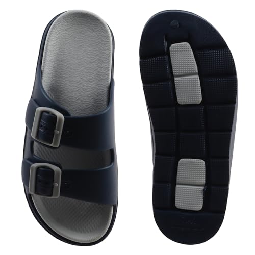 Image of Men's Double Strap EVA Slippers | Lightweight Adjustable Buckle Slides | Anti-Skid Comfortable Casual Sandals for Indoor Outdoor