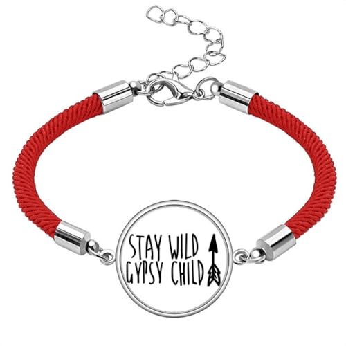 Pulsera de cuerda roja hecha a mano Keep Gypsy Child ajustable