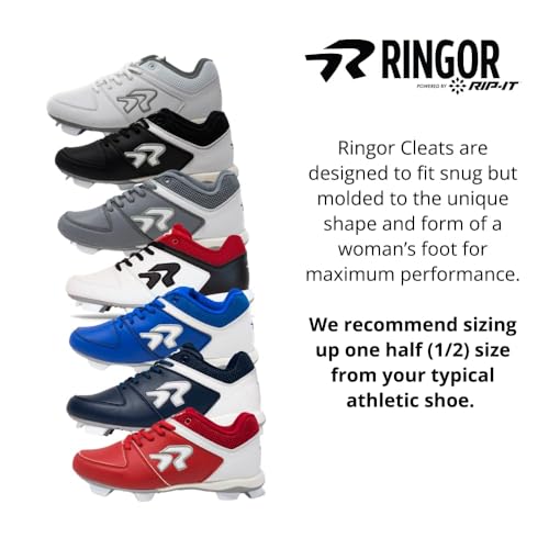 Ringor Flite Softball Cleats for Women - Lightweight and Durable Women's Molded Softball Shoes - Sizes 5.5-133