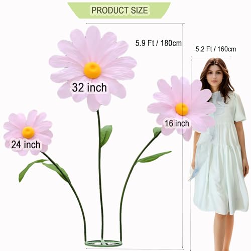 Giant Paper Daisy Flowers Decor - Save 30% on Pink Artificial Flowers - Image 3