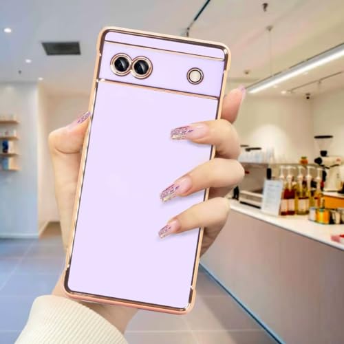 ATISIJIE para Google Pixel 6A Enchapado Funda,TPU Carcasa Delgado Anti-Choques Protector Funda para Google Pixel 6A(FSTPU-Purple)