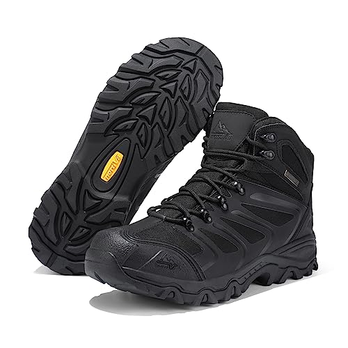 NORTIV 8 Men's Ankle High Waterproof Hiking Boots Outdoor Lightweight Shoes Trekking Trails Armadillo,Size 6.5,All Black,160448_M