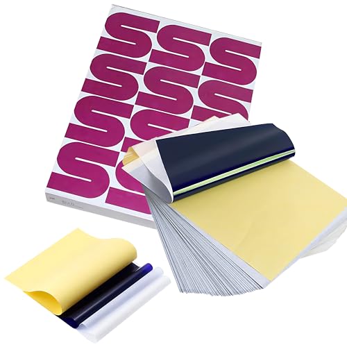 Damsale 100 Sheets Tattoo Transfer Paper 4-Layer Thermal Stencil Paper for Tattoo Artists & Beginners A4 Size Clean Long-Lasting Transfer Easy Application