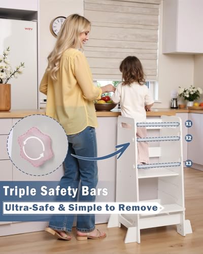 image for Mangohood Toddler Learning Standing Tower, Adjustable Height Kids Kitc