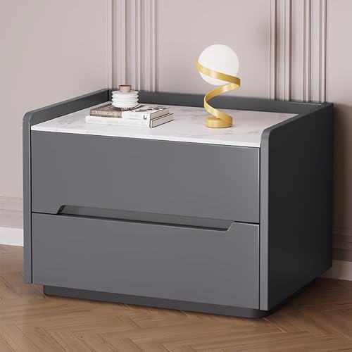 Table de chevet bois gris anti-bruit avec glissières silencieuses