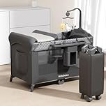 NidoDulce Portable Travel Cot & Bedside Crib - Foldable Height Adjustable Co-Sleeper with Mattress Included, Changing Table & Storage Organiser - Easy Assembly Baby Bed for Home and Travel
