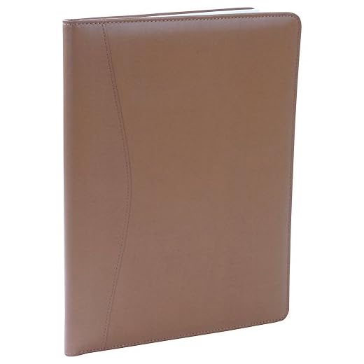 Royce Leather Writing Portfolio Padfolio, Presentation Folder, Business Case with Inserted Note Pad and Folder for Documents (Tan)