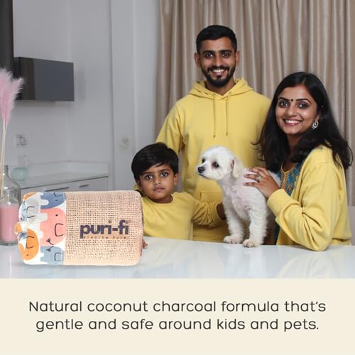 Image of Activated Charcoal Air Purifier, Non-Electric, Coconut Shell Charcoal, Odor & Moisture Absorber, Air Freshener for Home, Car, Reusable & Long-Lasting, 250 Gm (Elephant Parade)