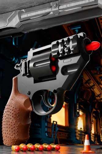 Image of TOYPAPA Revolver Gun Toy for Boys | Airsoft Gun Pistol Semi Automatic | 12 Bullet Shell' and 50 Bullets Included(Brown+Black)