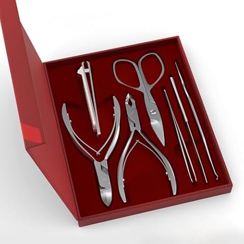 Suvorna Professional Manicure Kit & Pedicure Kit 7Pc with Nail File, Toenail Clippers, Fingernail Clippers, Tweezers for Women Facial Hair, Cuticle Pusher, Nail Cleaner, Cuticle Nippers, Nail Scissors Cover