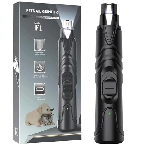 Speedy Panther Professional Pet Nail Grinder with LED Light Rechargeable Electric Dog Nail Trimmer Silent Operation for Large Medium Small Dogs and Cats Black