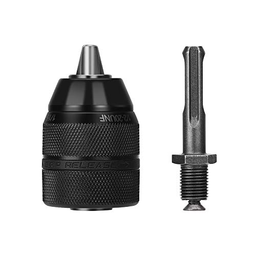 Jajadeal 2mm-13mm Portabrocas de Cierre Rápido con Adaptador SDS, 1/2 - 20UNF, Portabrocas para Taladro de Pistola y Taladro Eléctrico - Tipo 3